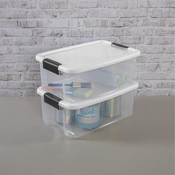 Sterilite 6-Pack Ultra Latching Box, Storage Bins with Lids, Clear Plastic, 18 Qt Large Heavy-Duty Organizing Bin Containers for Home, Closet, Kitchen, Pantry, Bathroom, and Office