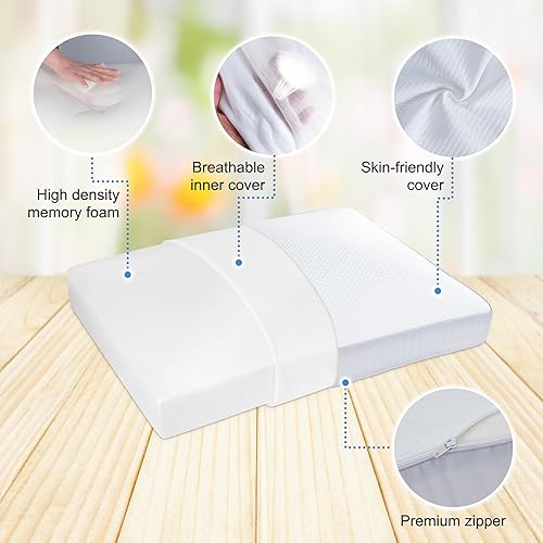 Miniatura 2 de COOLBEBE Almohadas de cuello de espuma prémium para aliviar la presión, almohadas de cubo estándar suaves para dormir, cómoda almohada cervical