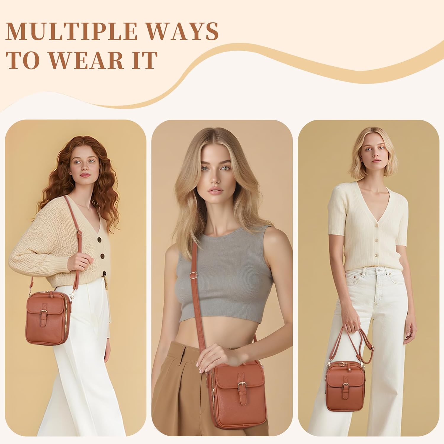 Small Crossbody Bags for Women, Vegan Leather Messenger Bag Anti Theft, Shoulder Bag with Card Slots - Image 4