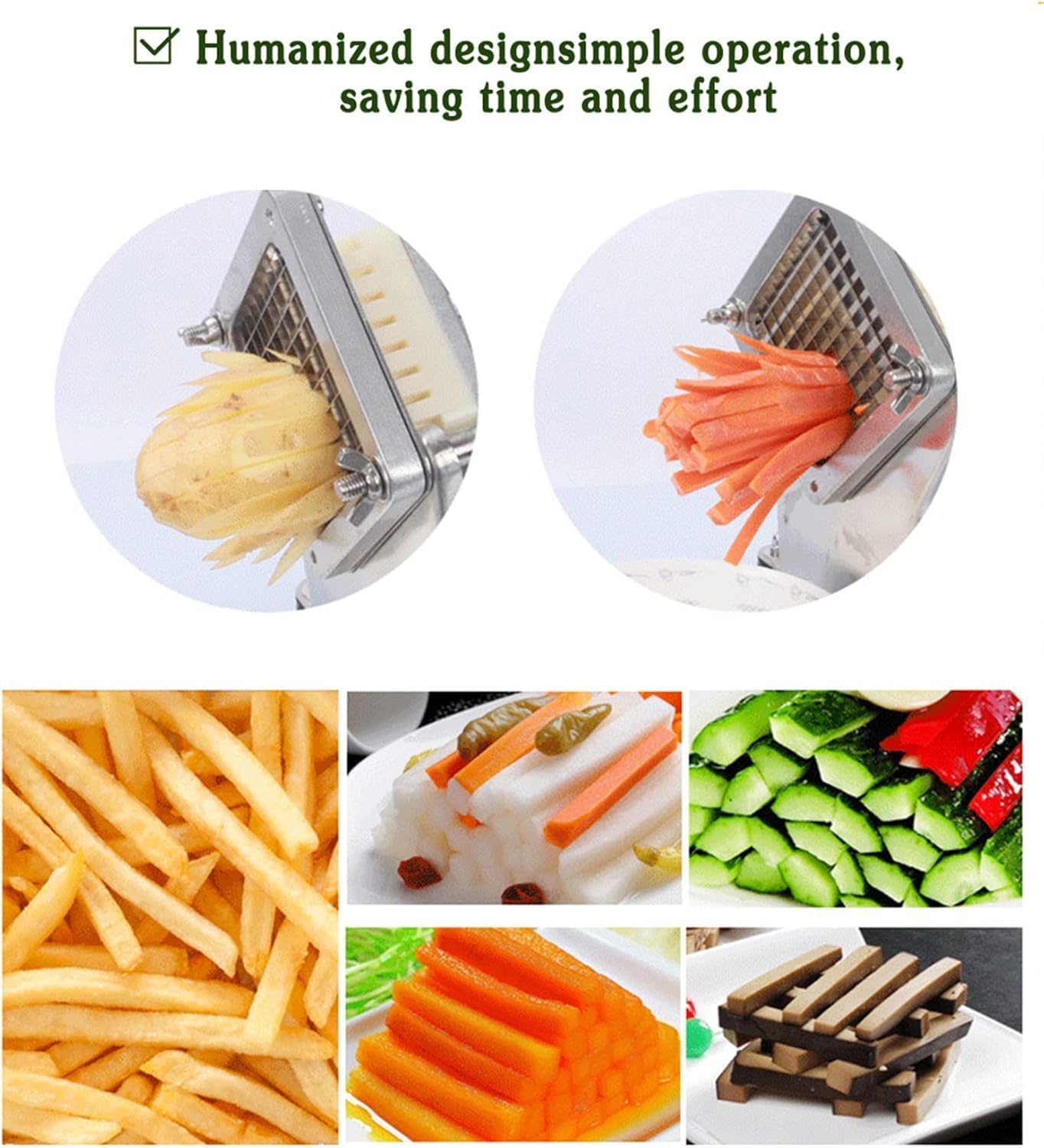 Electric Potato Cutter Machine, Automatic Commercial French Fry Slicer with 3 Blade Sizes for Industrial Kitchen Use