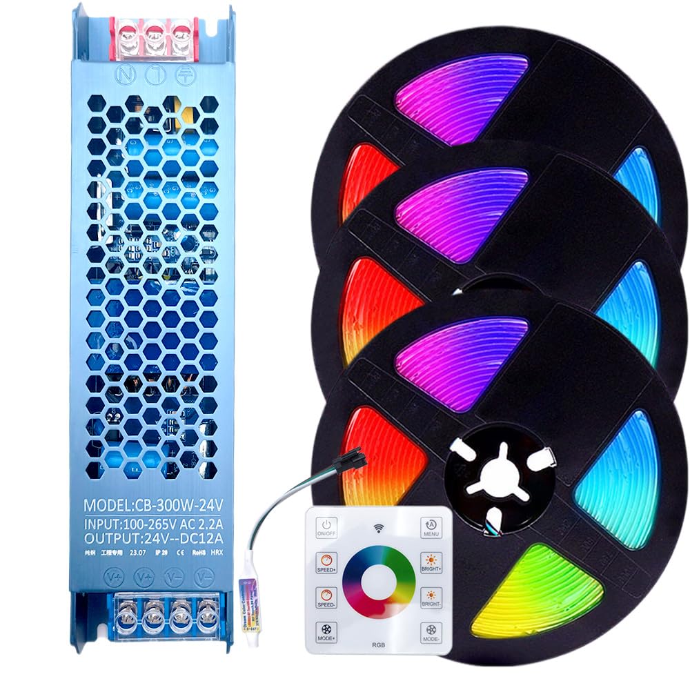Striscia LED COB RGB WS2811 CC 24 V con IC 420 LED/m, 15 m (3 x 5 m), set