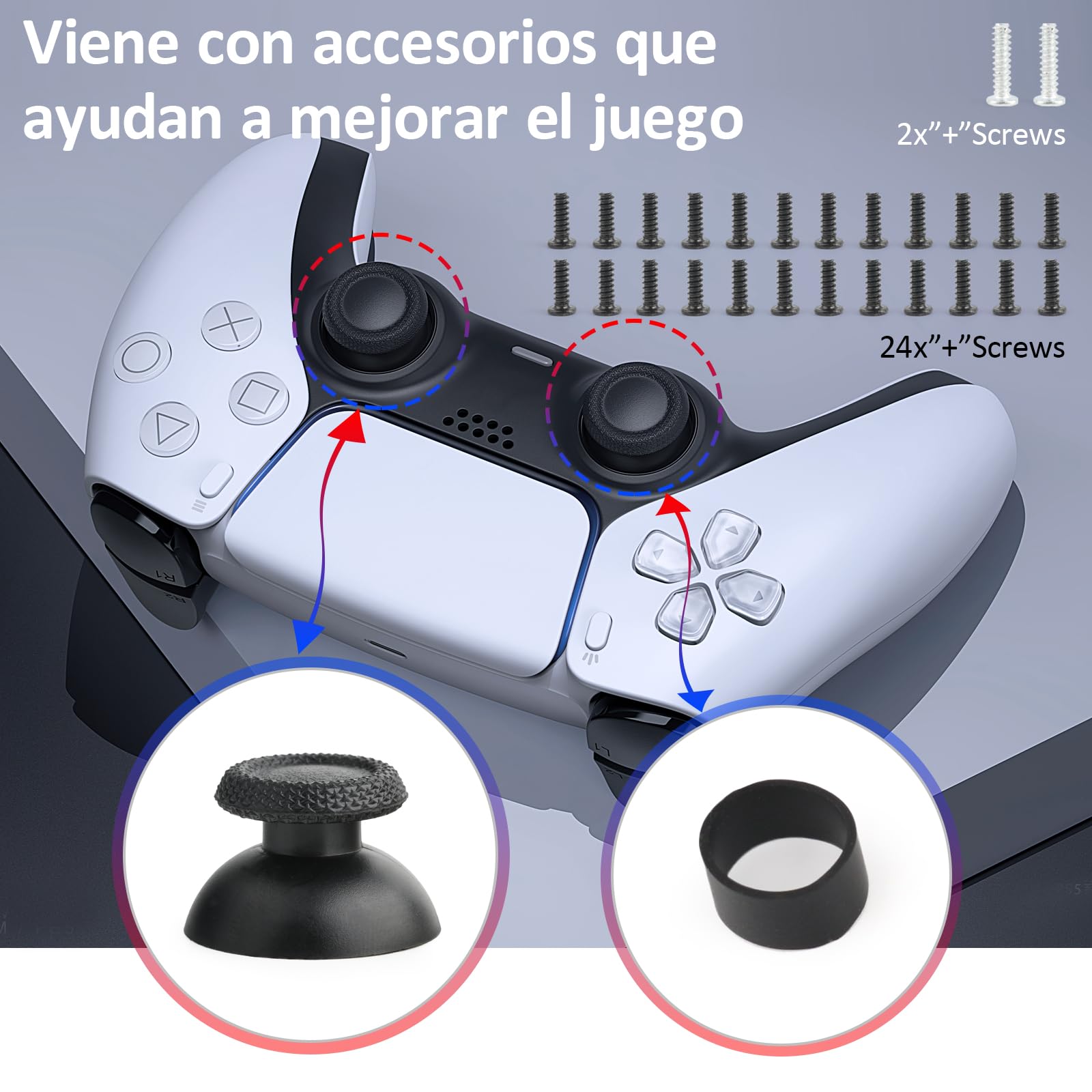 2 Uds Efecto Hall Joystick 3D para PS5 Mando Hall Kit de Reparación de Módulo Joystick Magnético Compatible con Play Station 5 PS5 2 Uds Cubierta Protectora para Joysticks 3D para PS5