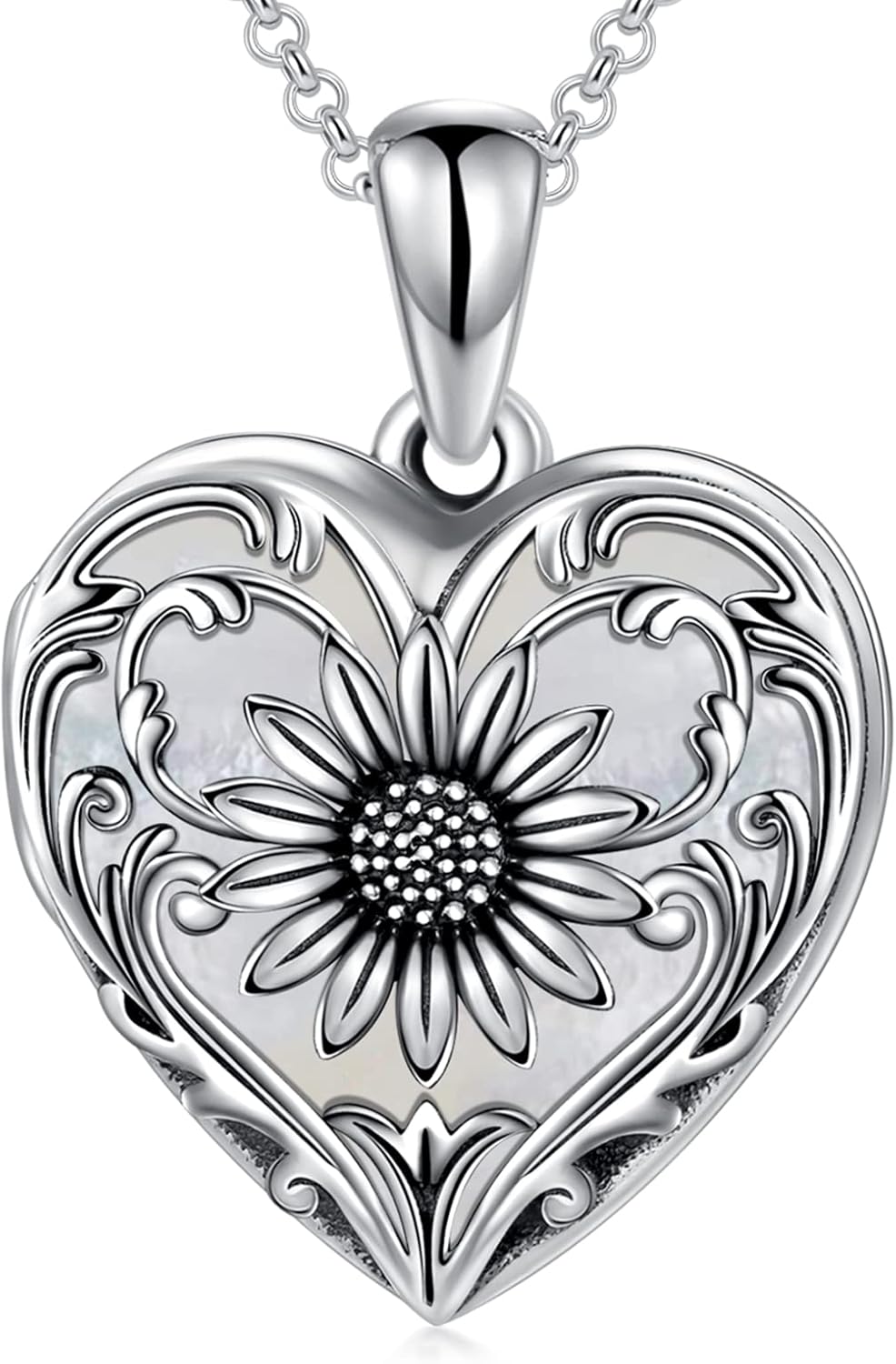 SOULMEET Personalized Silver Locket Necklace That Holds Pictures Photo Keep Someone Near to You, Memorial Custom Lockets Necklaces Letters Engraving for His Her