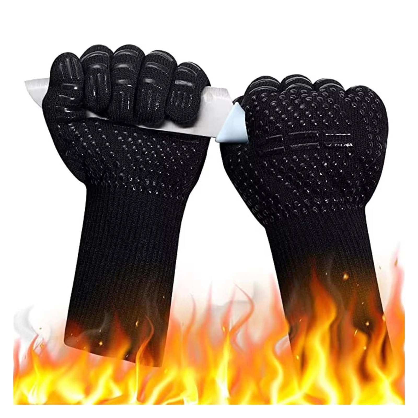 Genérico Guantes BBQ de Fibra de aramida y Silicona Resistentes al Calor