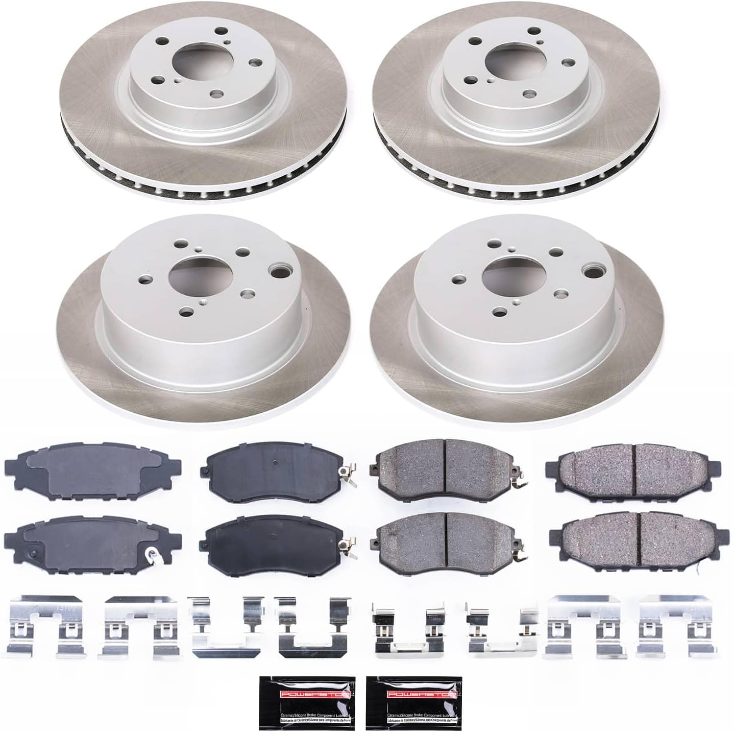 PowerStop Front and Rear Brake Kit For Subaru Impreza 2012-16 - Ceramic Brake Pads + Semi Coated Rotors Replacement, SC6113