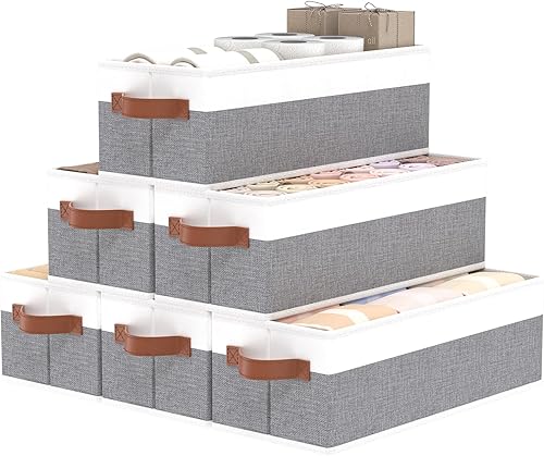 Miniatura 9 de OUTBROS Contenedores de almacenamiento, cestas de almacenamiento plegables para organizar, cajas de almacenamiento de tela con asas, para