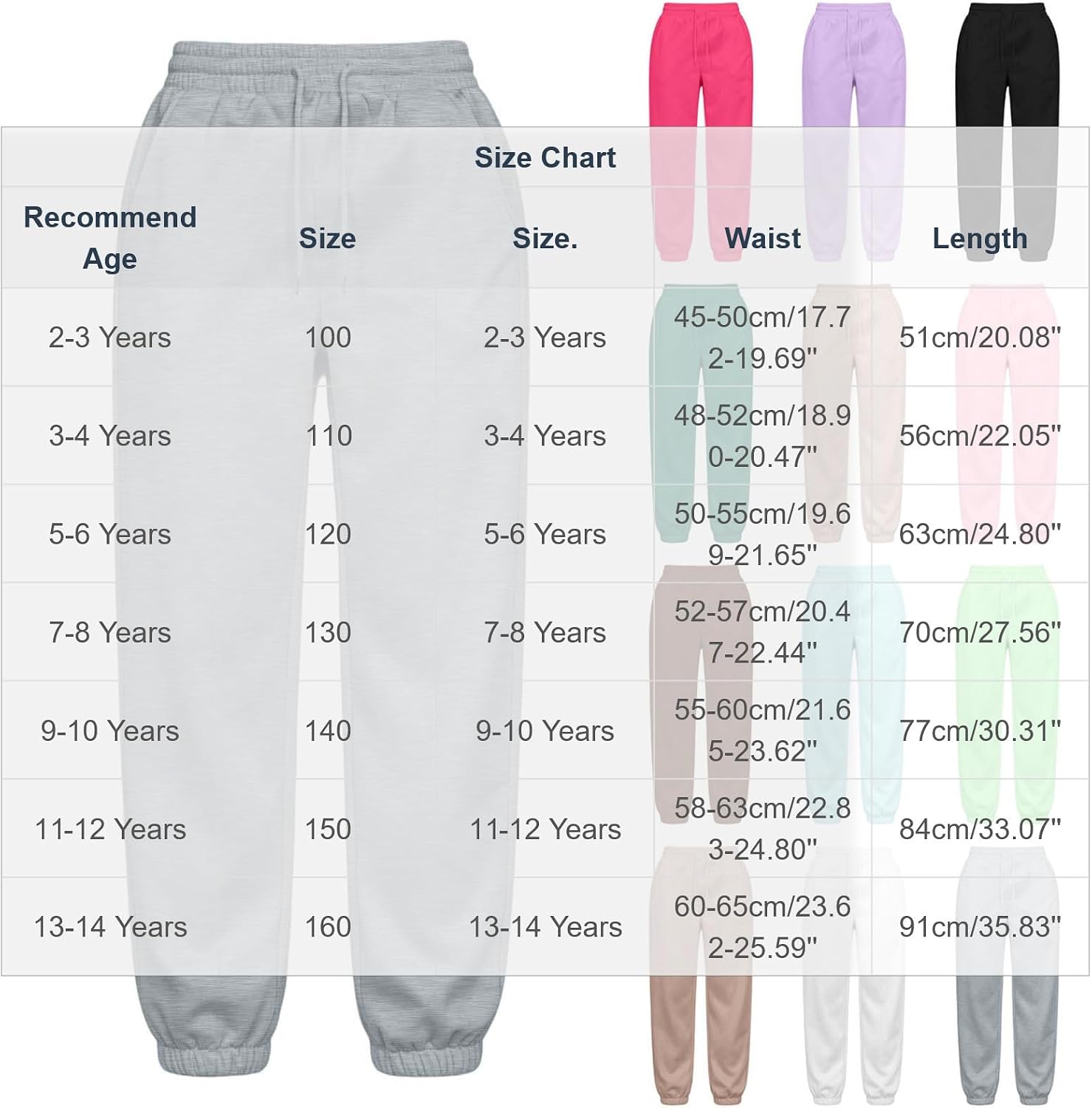 Boy's Jogger Sweatpants Elastic Waist Tapered Pants Pockets