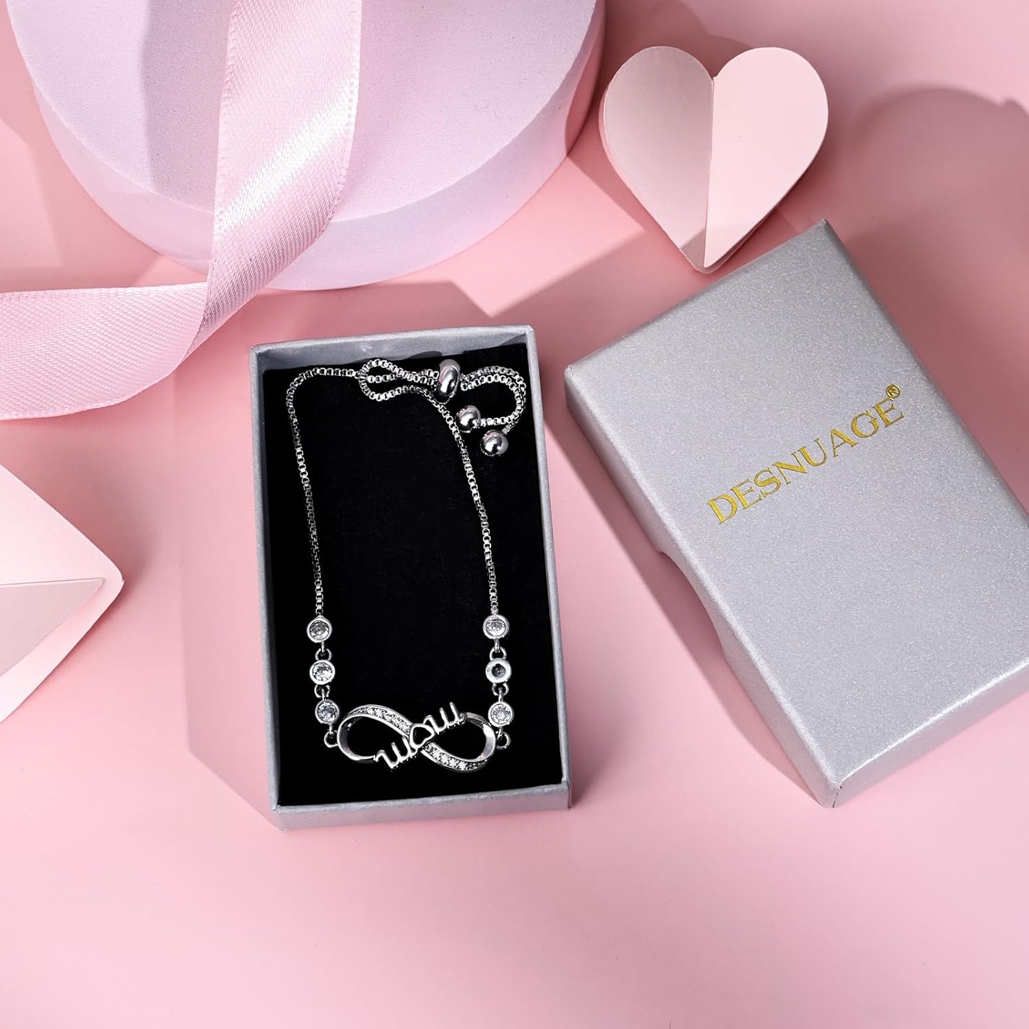 Silver Infinity Heart Bracelets for Women Hypoallergenic Silver Plated Cubic Zirconia Dainty Women’s Jewelry Perfect Gifts for Mom - Image 7