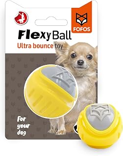BarkButler x FOFOS Flexy Ball Ultra Bounce Dog Chew Toy - Squeaky Toys for Dogs, Small Dog Toys (0-10kgs) - Yellow