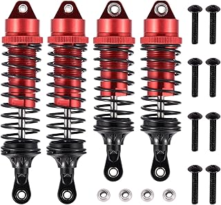 kingsea 4Pcs Rc Slash 4x4 Shocks Aluminum Front Rear Shock Absorber Compatible with RC 1/10 Slash 4WD Upgrade Parts 100mm 115mm (Red)