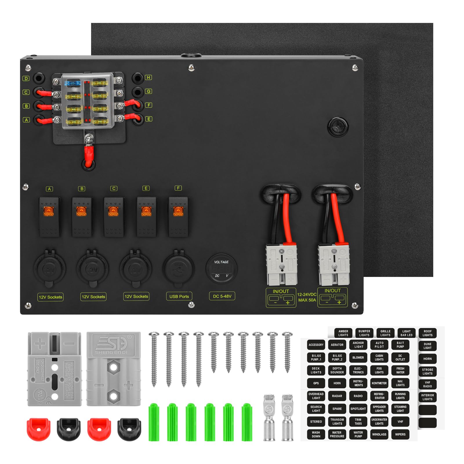 Briidea 12/24V Camping Electrical System Centre Battery Power Control Box, includes Fuse Box, Cigarette Lighter Socket, USB Ports, and DIY Zone, Ideal for RVs, Campers, Trucks, and 4WD Roof Tents
