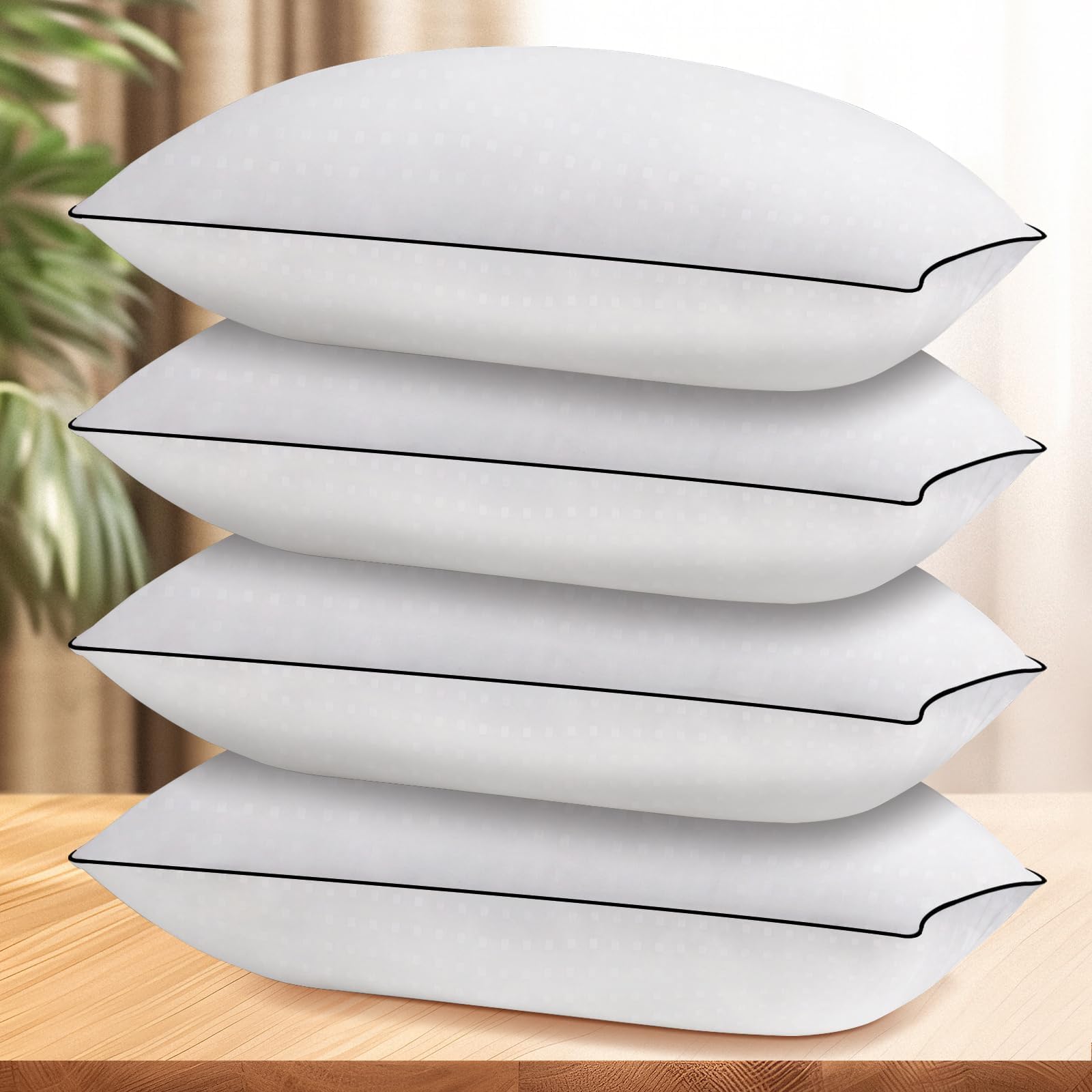 Bed Pillows for Sleeping Queen Size Set of 4, Comfortable Hotel Cooling Pillows 4 Pack, Soft & Support Pillows for Back, Stomach or Side Sleepers
