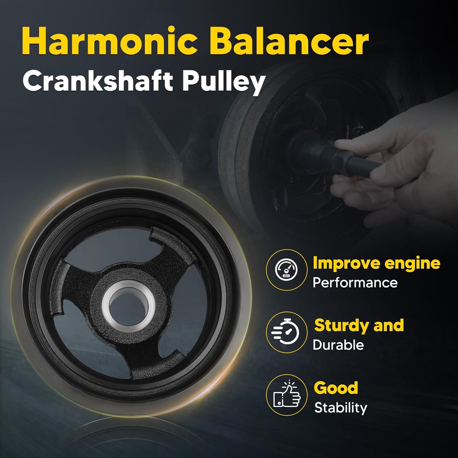 594-209 Engine Harmonic Balancer Crankshaft Pulley Fit for Bucik, Chevy, GMC, Cadillac, Hummer, Isuzu & Saab Vehicles - 4.8L 5.3L 6.0L 6.2L Escalade, Silverado, Tahoe, Sierra, Yukon & More OE 12553112