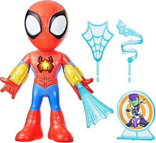 Marvel Spidey and His Amazing Friends Figura electrónica Spidey de 10 pulgadas con luces y sonidos, juguetes preescolares para niños a partir de 3