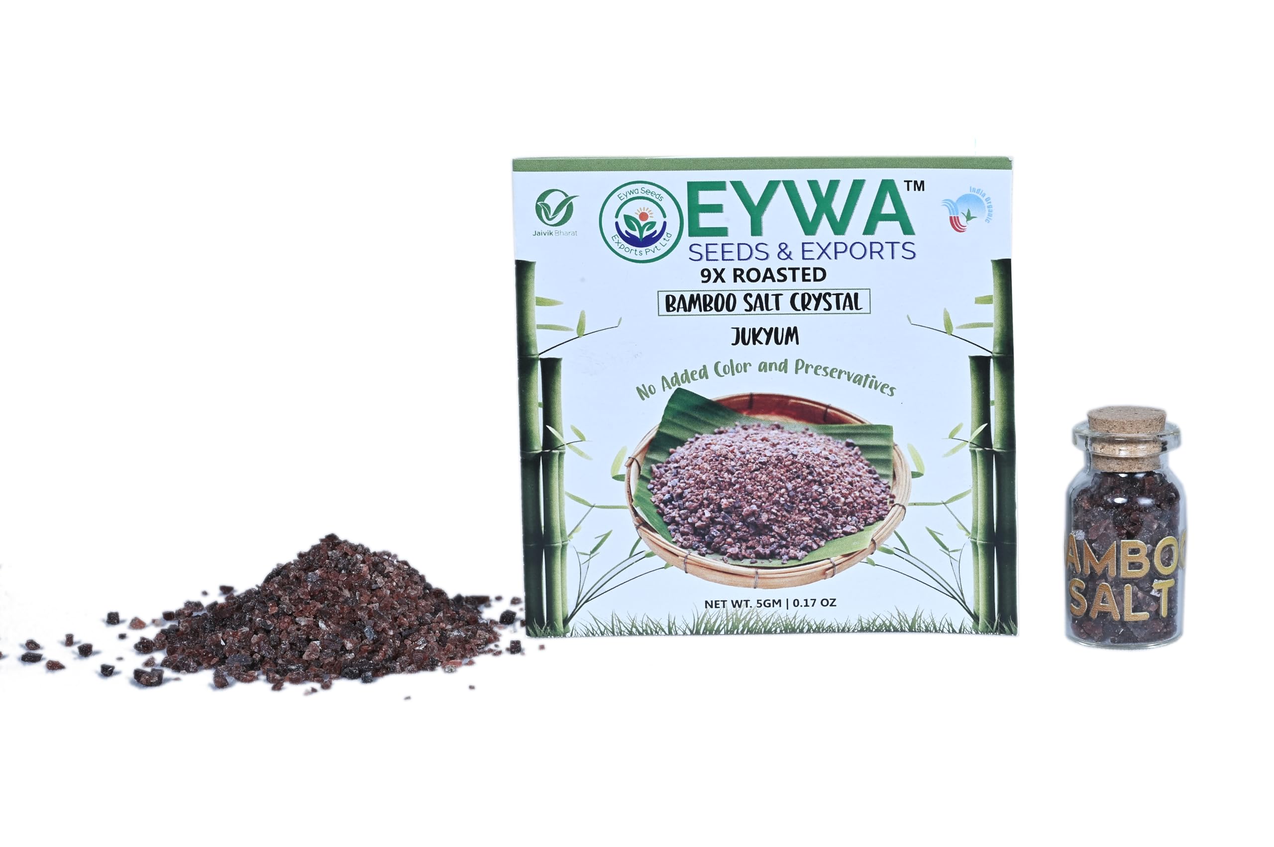 Eywa Seeds & Exports Pvt Ltd Bamboo Salt 9X Roasted (5Gm), Small Christal Form, Made By Sea Salt, Roast In Bamboo 9 Times