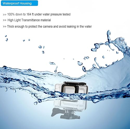 Miniatura 10 de Husiway Kit de accesorios de cámara de acción para Gopro Hero 8 negro impermeable carcasa de silicona protector de pantalla de vidrio es compatible