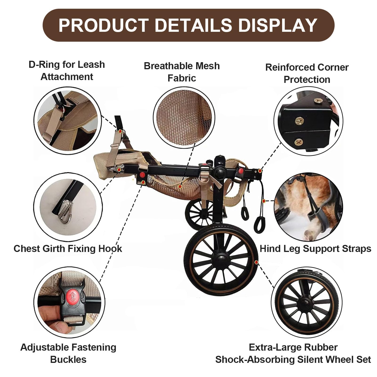 Silla de Ruedas para Perros Grandes con Patas Traseras, Ayuda A La Movilidad y Carrito para Mascotas Discapacitadas, Ideal para Rehabilitación de Piernas En Personas Mayores XL