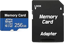 Tarjeta Micro SDXC SD Card 256GB Alta Velocidad (A2, U3, V30, Clase 10) con Adaptador SD Tarjeta de Memoria para Cámara,Teléfono,Tablet,Switch,Videocámara, Micro SDXC SD Card