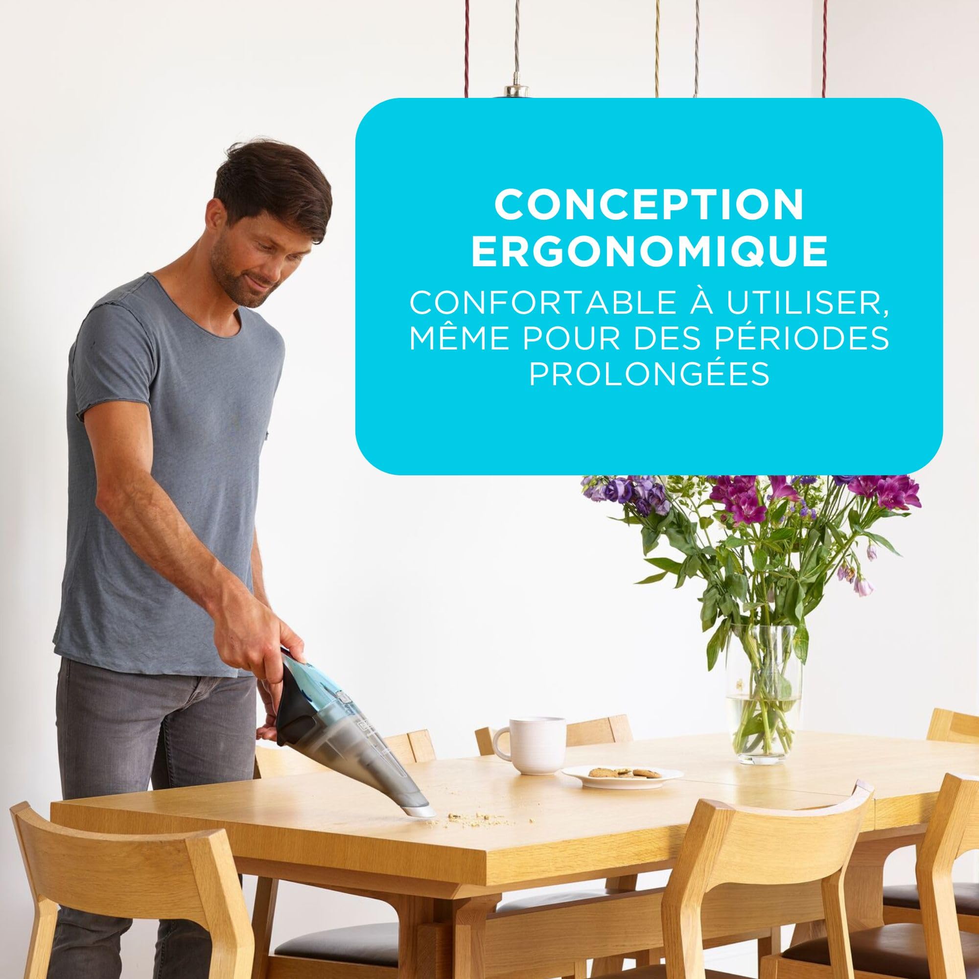 Black+Decker - Aspirateur à Main DUSTBUSTER - 7.2V (Batterie 2.0Ah) Aspirateur à Main sans Fil, Chromé, NVC220WBC-QW