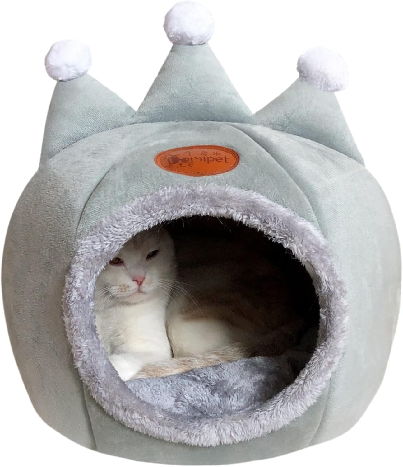 VSPET Cat Bed for Indoor Cats, 2-in-1 Cat Cave, Cat House, Cat Tent, Cat Hut, Small Dog Bed with Removable Washable Cushioned Pillow (Grey)