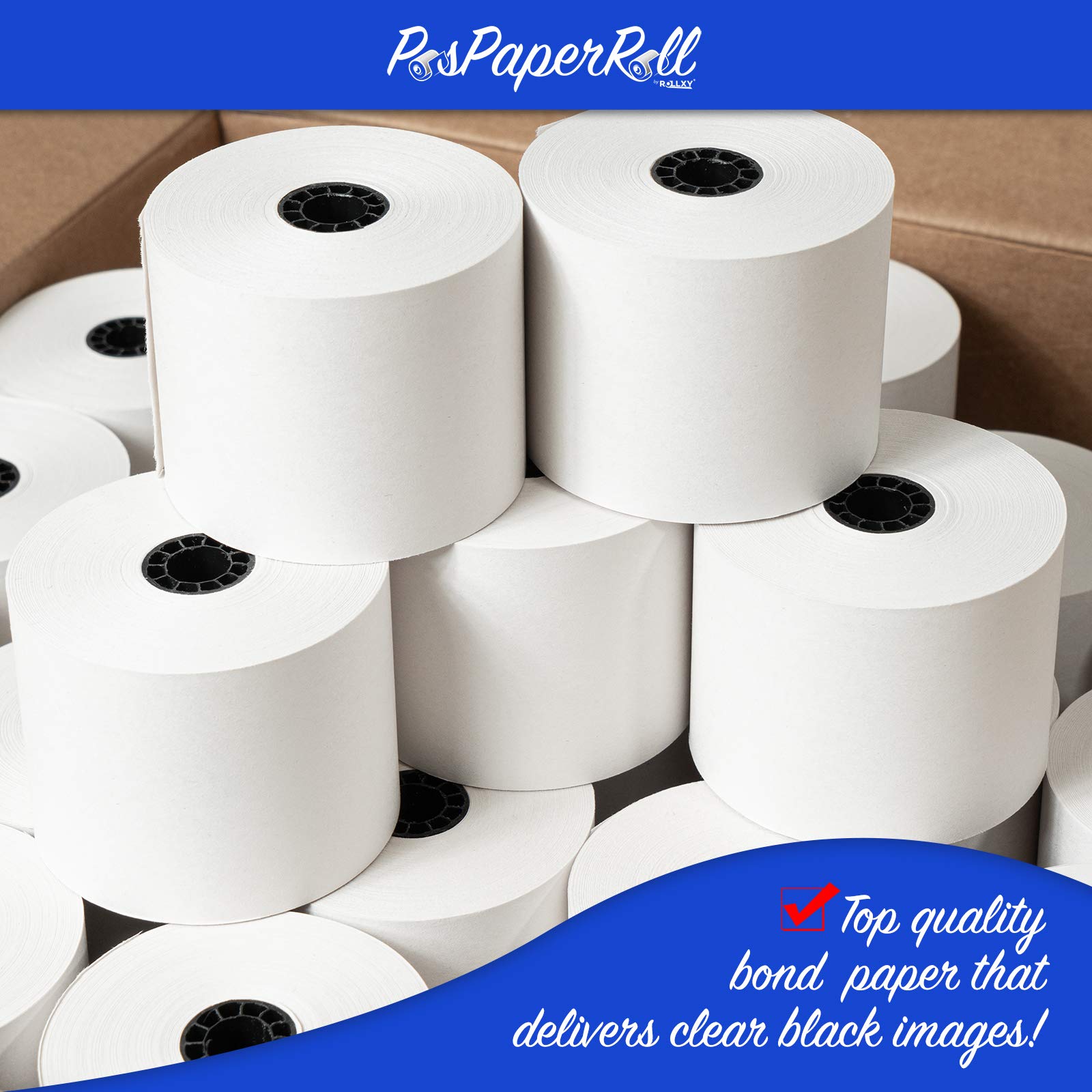 Adding Machine Rolls, Calculator Rolls, 2.25 Inch x 150 Bond Rolls, Pack of 100