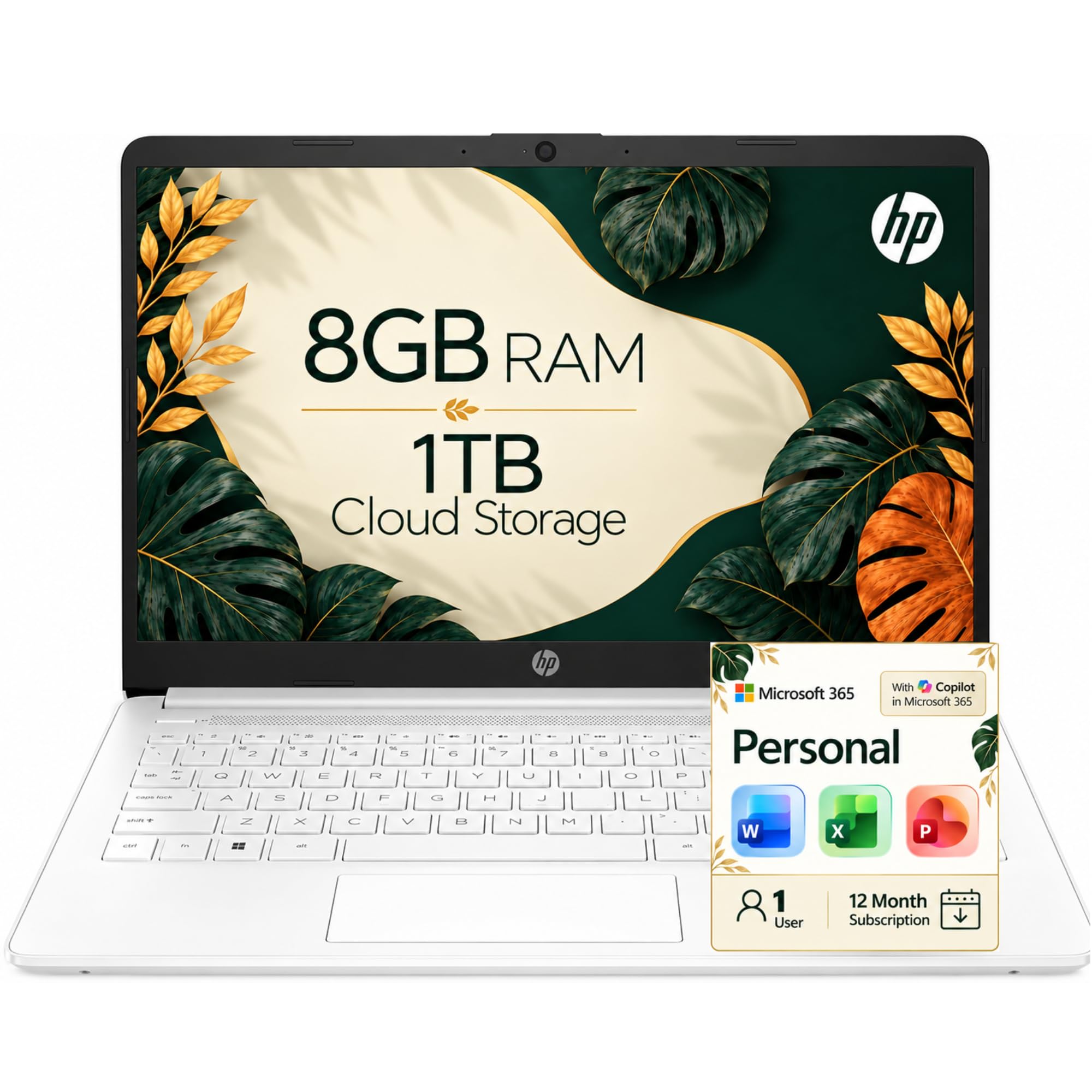 HP Essential Laptop with Microsoft 365 Included, 8GB RAM, Intel Cores, 64GB SSD with 1TB Cloud Storage, Long Battery Life, Lightweight, Windows 11 Without Mouse