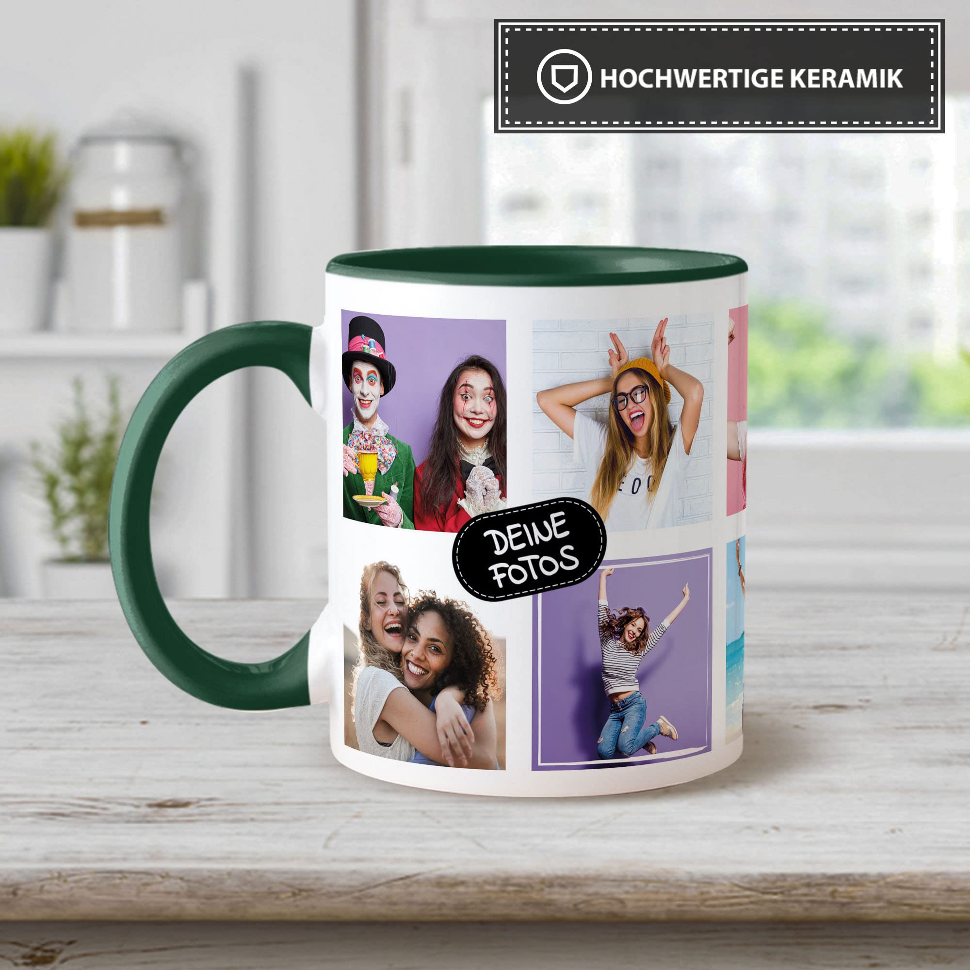 Personalisiert: Fototasse Für 10 Bilder – Keramik, 300 Ml, Spülmaschinen- & Mikrowellengeeignet, Beidseitig Bedruckt, Made In Germany