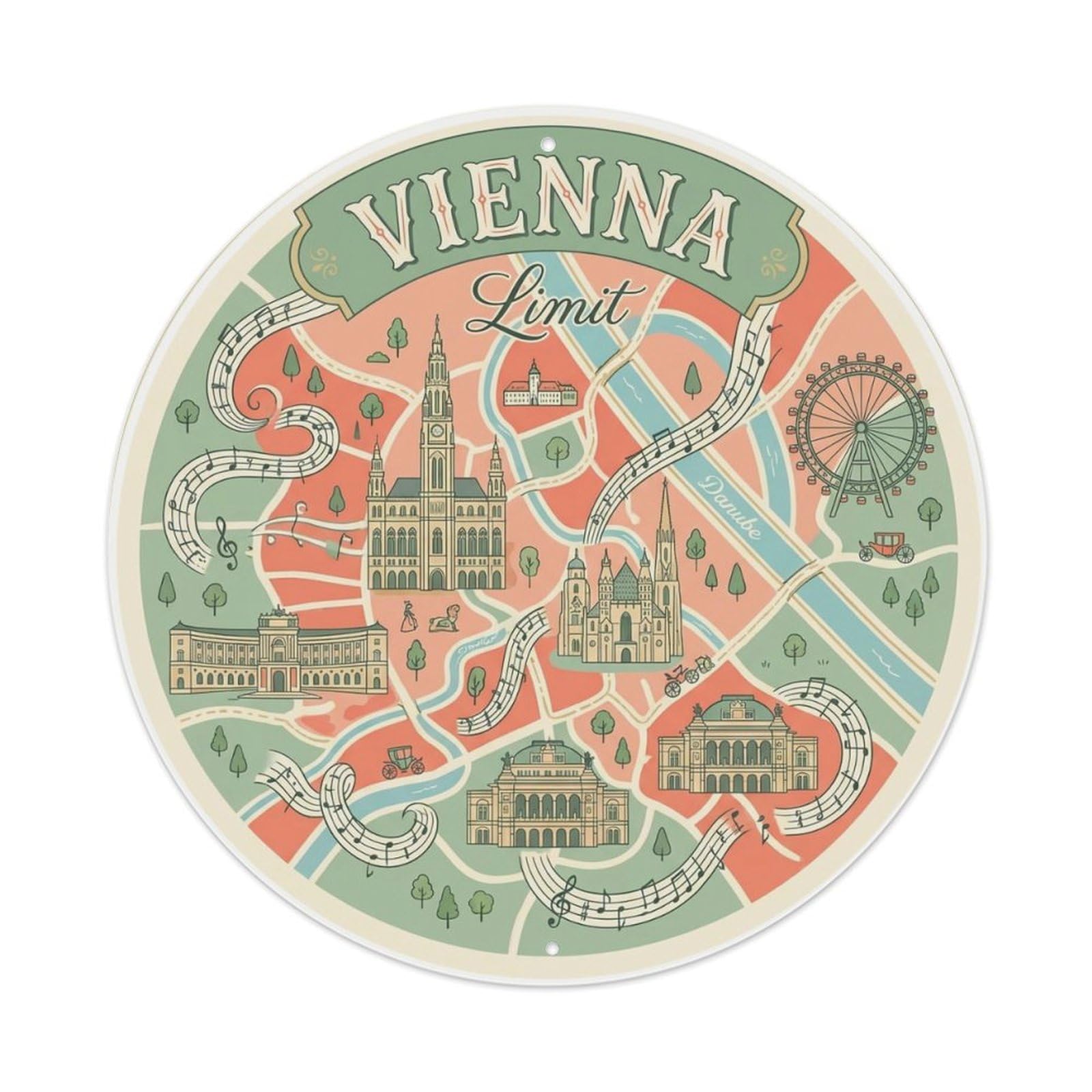 Vintage Travel Vienna Austria Frontier Metal Tin Sign