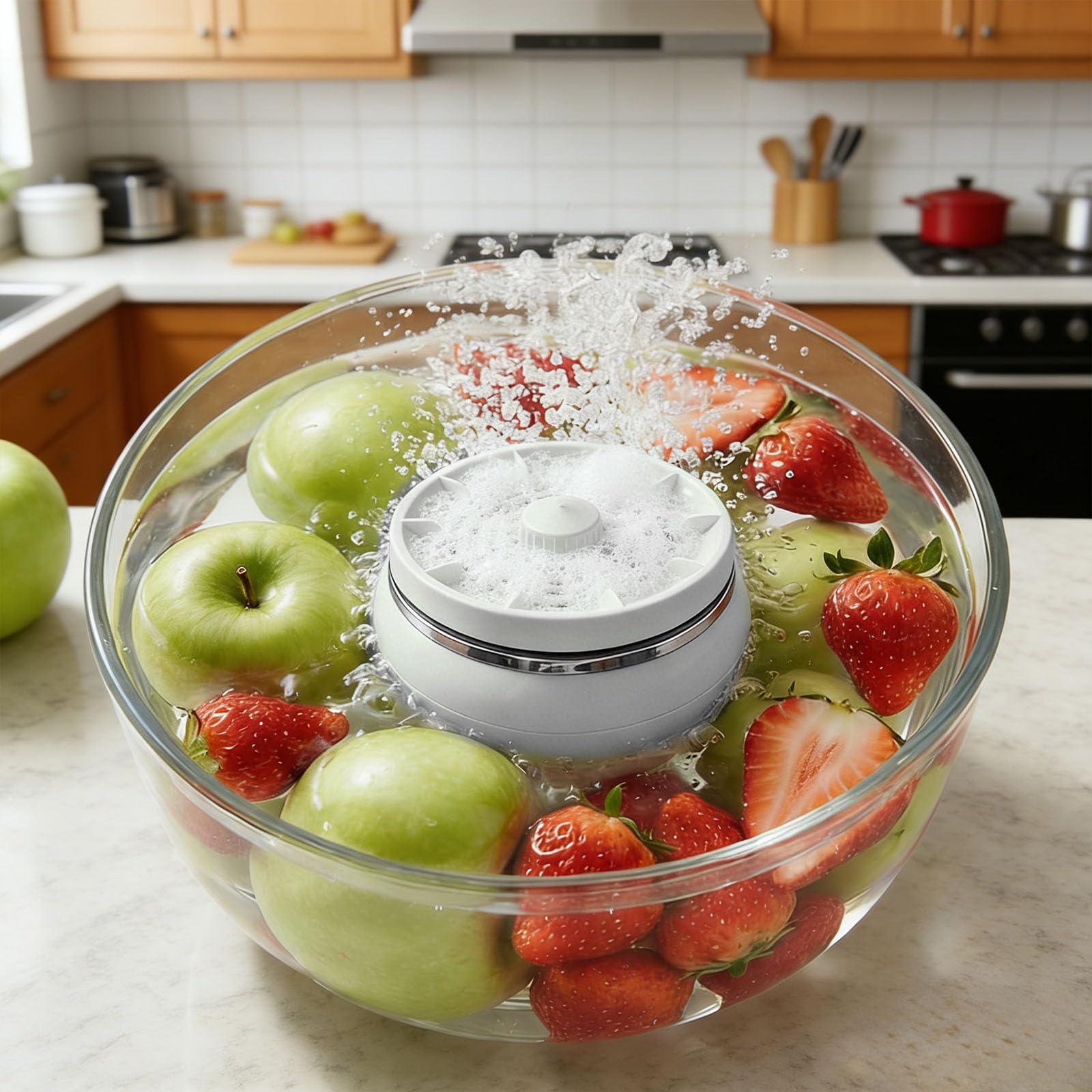 Portable Household Fruit Washer Vegetable Cleaning Gadget Fruit Washing Machine,Waterproof Portable Long-Lasting Food Purifier,Multifunctional Fruit and Vegetable Washer (White) - 3