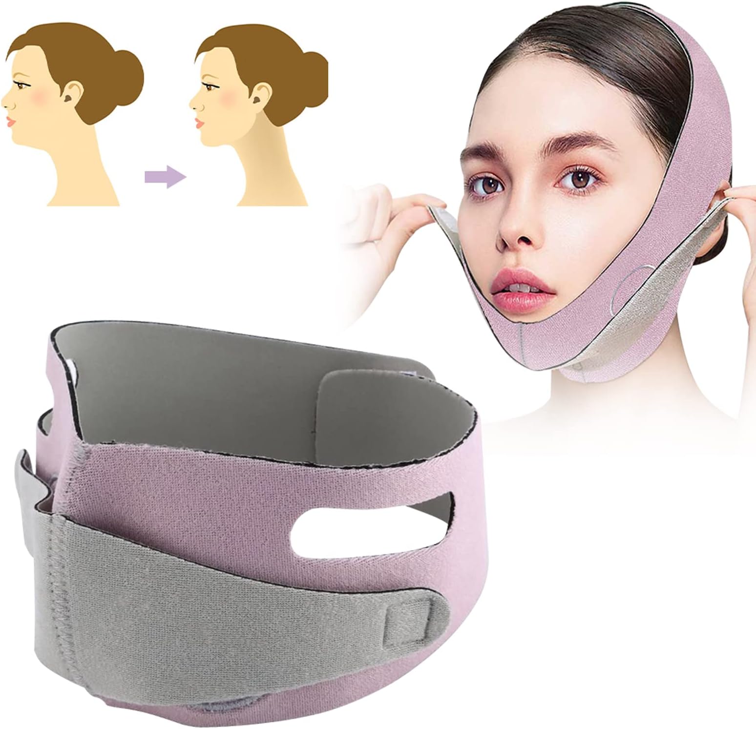 Face Lifting Belt,Double Chin Reducer,V Shaped Slimming Face Mask,Face Slimming Strap,Reusable V Line Mask for Women Eliminates Sagging Skin Lifting Firming Anti Aging