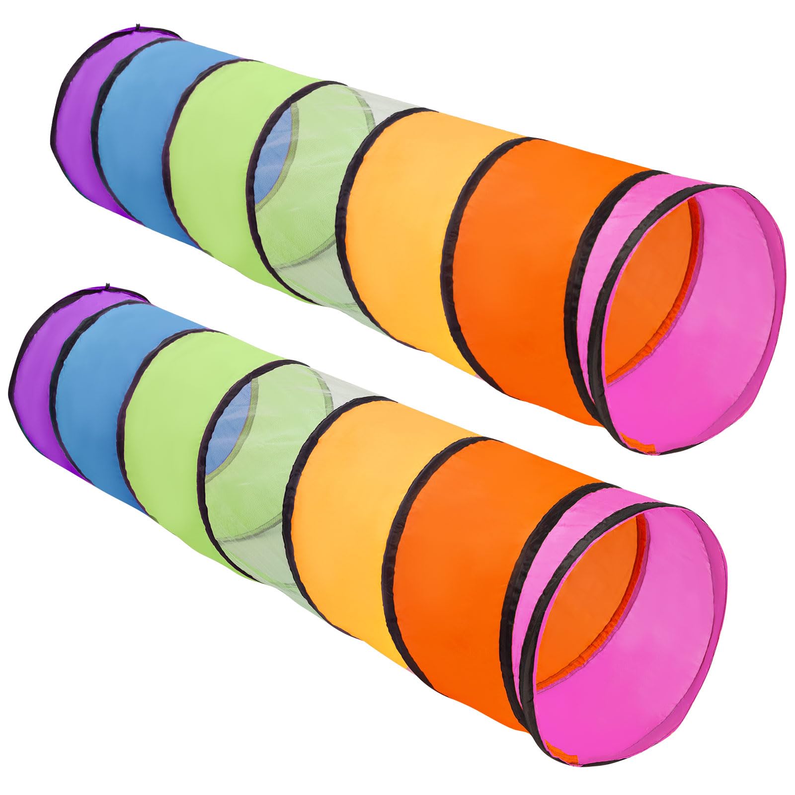 2 Pack Kids Play Tunnel,Pop Up Crawl Through Tunnel Play Tent for Baby Kids Children or Pet,Opening Crawl Tunnel Toy with Breathable Mesh Game Tent Toy Girl Boy Gift