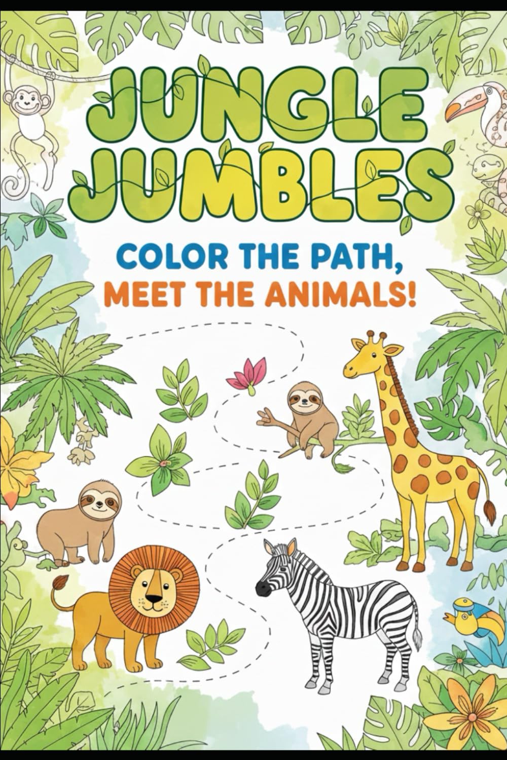 Jungle Jumbles: Color the Path, Meet the Animals!