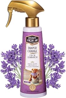 Diaper Pail Deodorizer Spray - Nursery Odor Eliminator | Lavender Scent Diaper Bag & Trash Can Deodorizer for Nursery, Baby Room & Bathroom Non-Aerosol Trigger Spray, 10.1 Fl Oz