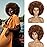 JSDshine Afro Wig For Women - Mix Brown 70s Afro Wigs Natural Looking Huge Afro Kinky Curly Wigs With Bangs Short Bouncy Soft Afro Puff Wig Synthetic Hair Afro Wig For Daily Party Use
