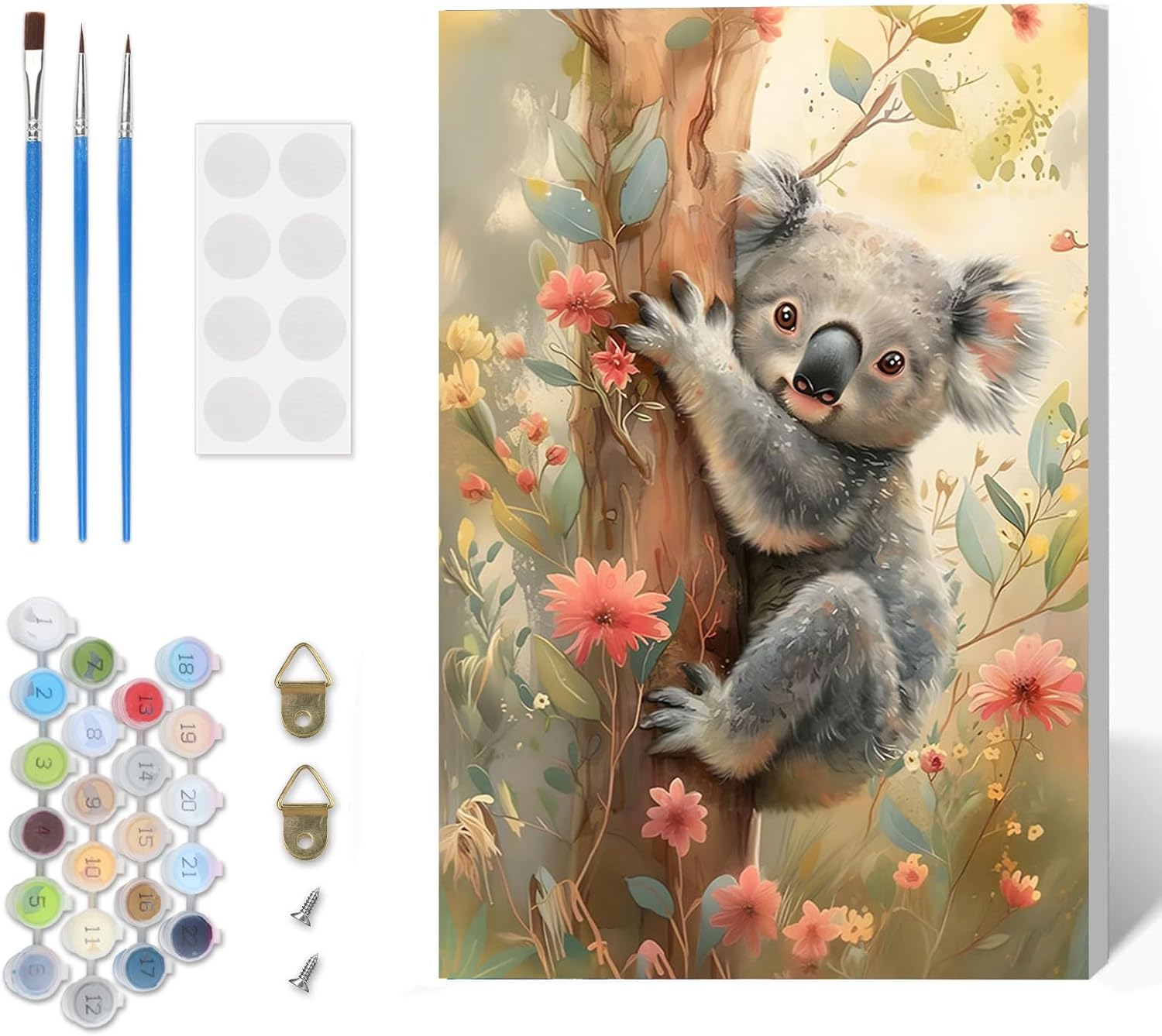 DOMROM Paint by Numbers Kit for Adults Beginner with Frame, Koala Adults’ Paint-by-Number Kits on Canvas, DIY Acrylic Painting by Numbers Easy Animal Oil Painting by Number Kits for Home Decor, 8x12in