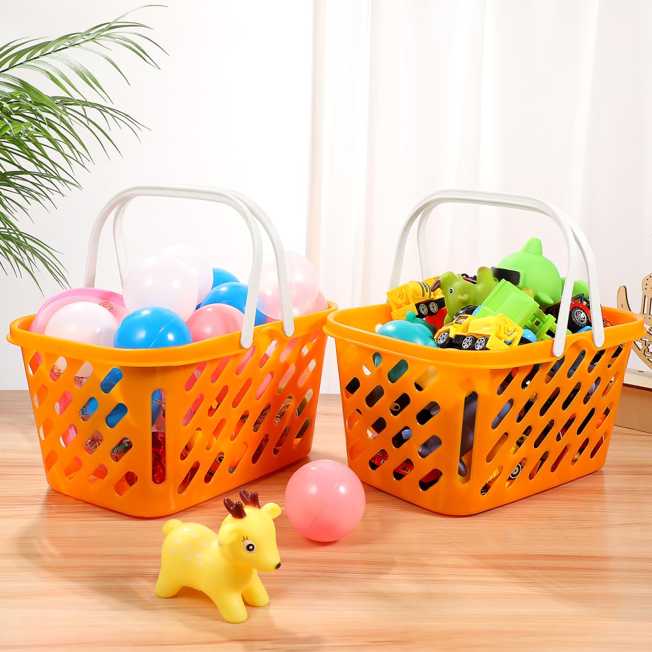 TOYANDONA 2pcs Shopping Basket Toys, Kids Grocery Basket with Handle for  Kids Pretend Play Grocery Basket Toys