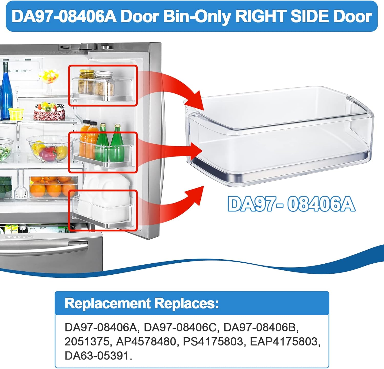 Upgraded DA97-08406A/B/C Refrigerator Door Bin Shelf Replacement for Samsung RF4287HARS Parts/RF4289 Right Fridge Door Shelf Parts AP4578480, 2051375, PS4175803, EAP4175803, with Soda Can Organizer : Appliances