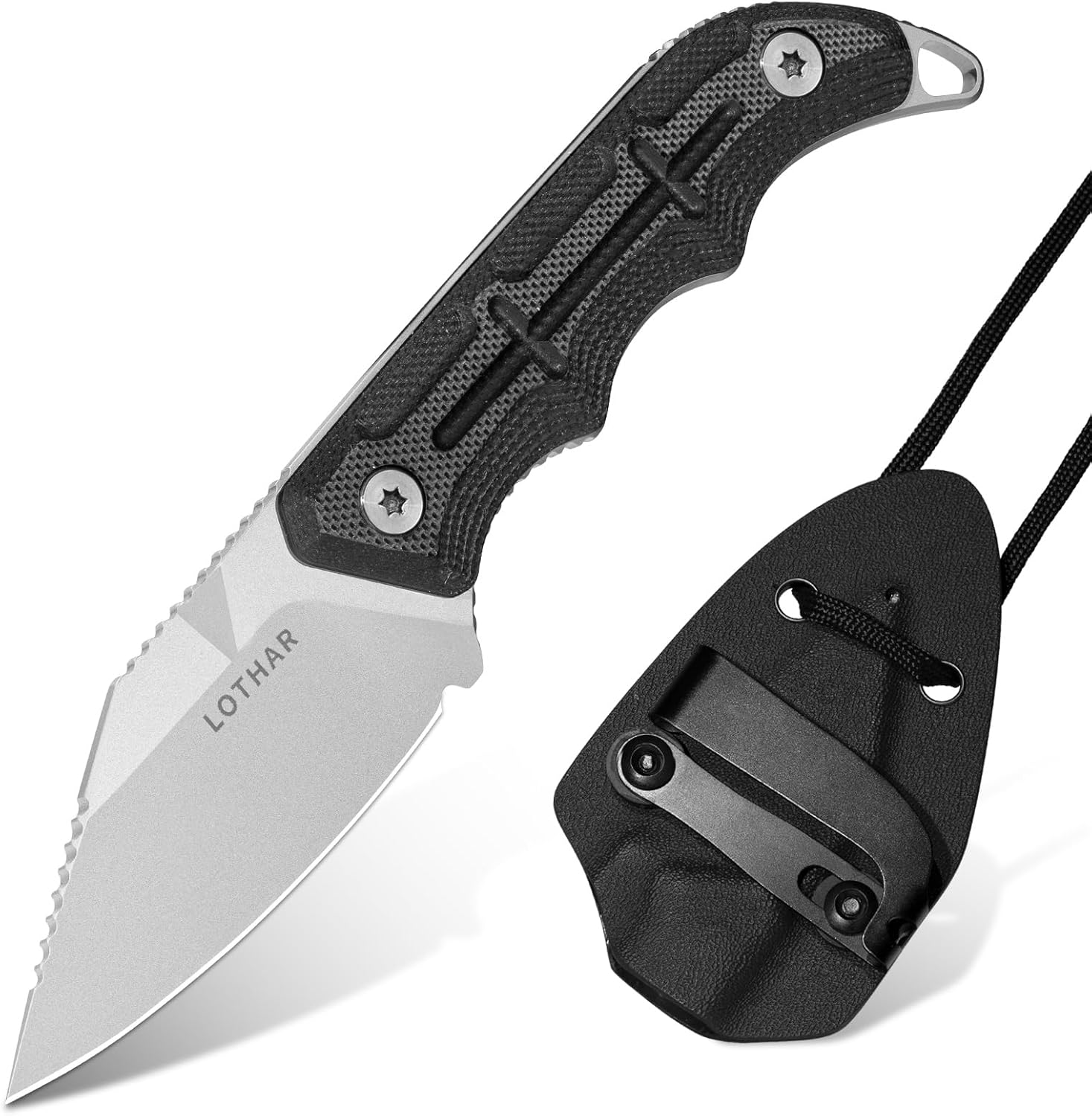 LOTHAR BEAVER EDC Fixed Blade Knife, Small Survival Knife with 2.2" 14C28N Steel Blade & Kydex Sheath, Adjustable Horizontal Vertical Carry for Camping, Hiking, Hunting, Everyday Carry