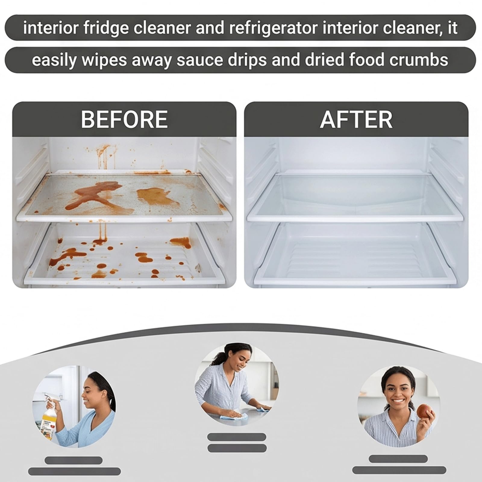 Limpiador de frigorífico en aerosol con aroma fresco de limón y limpiador de frigorífico en el interior,cocina con olor a frigorífico Nettoyant Brume,seguro para sellos y estantes de vidrio (5 piezas)