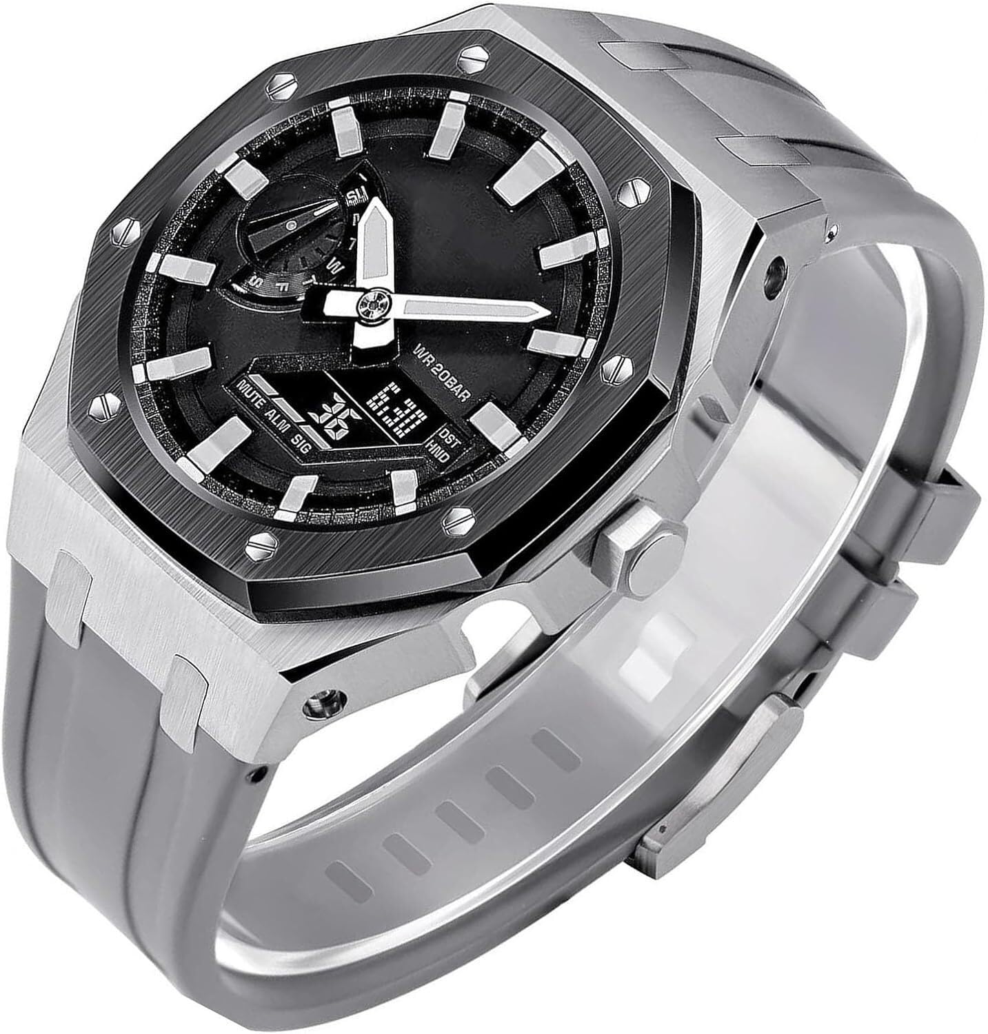 5th Gen Metal Watch Case+Rubber Band Mod Kit，For GM2100 GA2100/GA2110，Stainless Steel Bezel Strap Modfication Men's Watch Modding Replacement Accessories Set