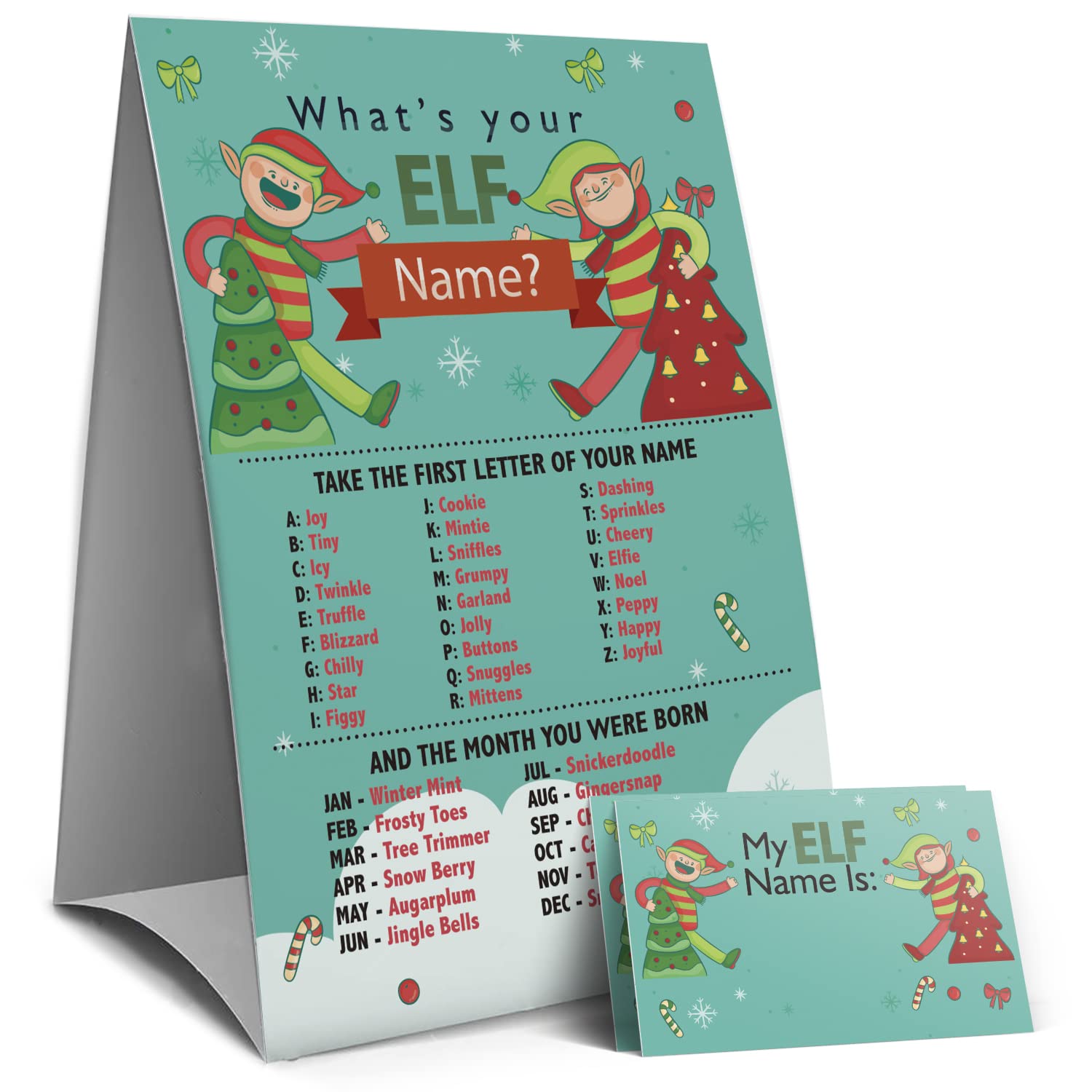 What's Your Elf Name Christmas Game - Foldable Sign & 50 Guess Cards, Fun For Family Parties & Holiday Gatherings - View #12