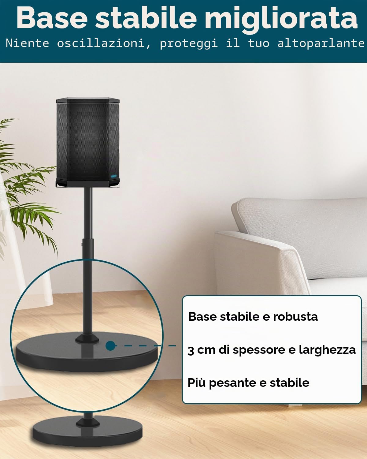 Supporto regolabile in altezza per Bose S1 Pro / S1 Pro Plus / S1 Pro + supporto da pavimento, supporto per altoparlante regolabile in altezza da 114 a 137 cm, altoparlante fino a 9 kg, per Bose S1