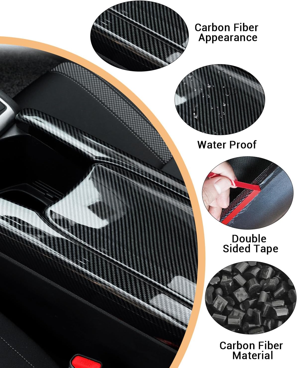 YEE PIN Civic Armrest Cover 10th Gen Civic Armrest Lids Civic Arm Rest Trim Thenice for 10th Gen Civic 2018-2021 Central Console Cover Carbon Fiber Compatible with 2019-2022 Insight EX Console Cover