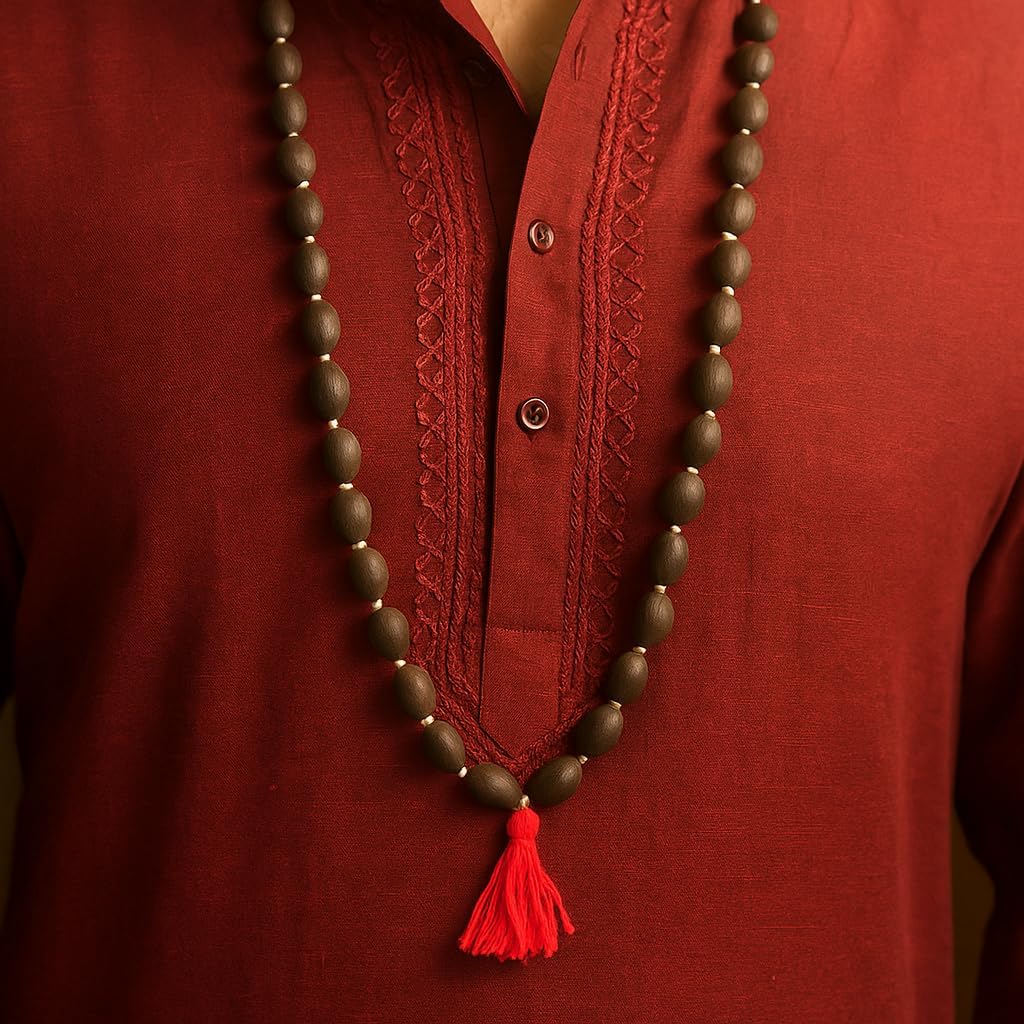 Kamal Gatta Mala 108 Beads – Original Big Lotus Seeds Rosary for Lakshmi Puja, Meditation, Japa, Prayer, Spiritual Vastu, Daily Wear Wrap Bracelet & Necklace for Men & Women - Grey