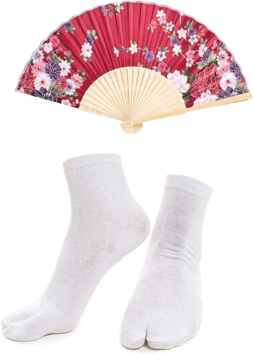 Japanese Anime Women's Kimono Robe Geisha Yukata Sweet Dress Blossom Satin Bathrobe Sleepwear Fans Tabi Socks Set - Image 8