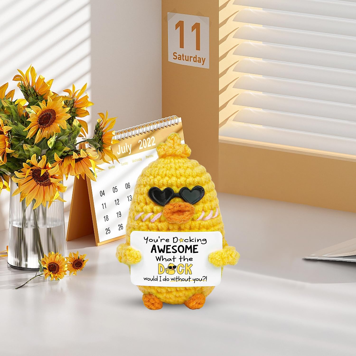 VOYANTE Emotional Support Crochet Duck Gifts, Handmade Positive Crochet Animals with Positive Words, Cute Duck Pocket Hug - Image 3