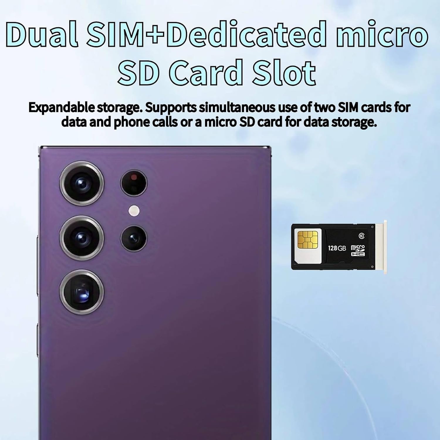 Unlocked Phone C24 Ultra Smart Phone 256GB+8GB Large Storage Android 14 Unlocked Cell Phone, 6800mAh Battery, 6.8" HD Screen/5G Dual SIM/Fingerprint Unlock/GPS(Purple)