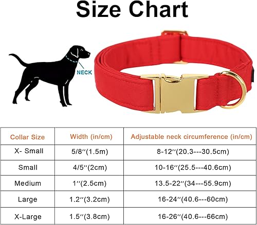 Miniatura 6 de Maca Bates - Collares de Navidad para perros, de algodón, suave, color rojo, con hebilla de metal, collar de invierno ajustable para perros