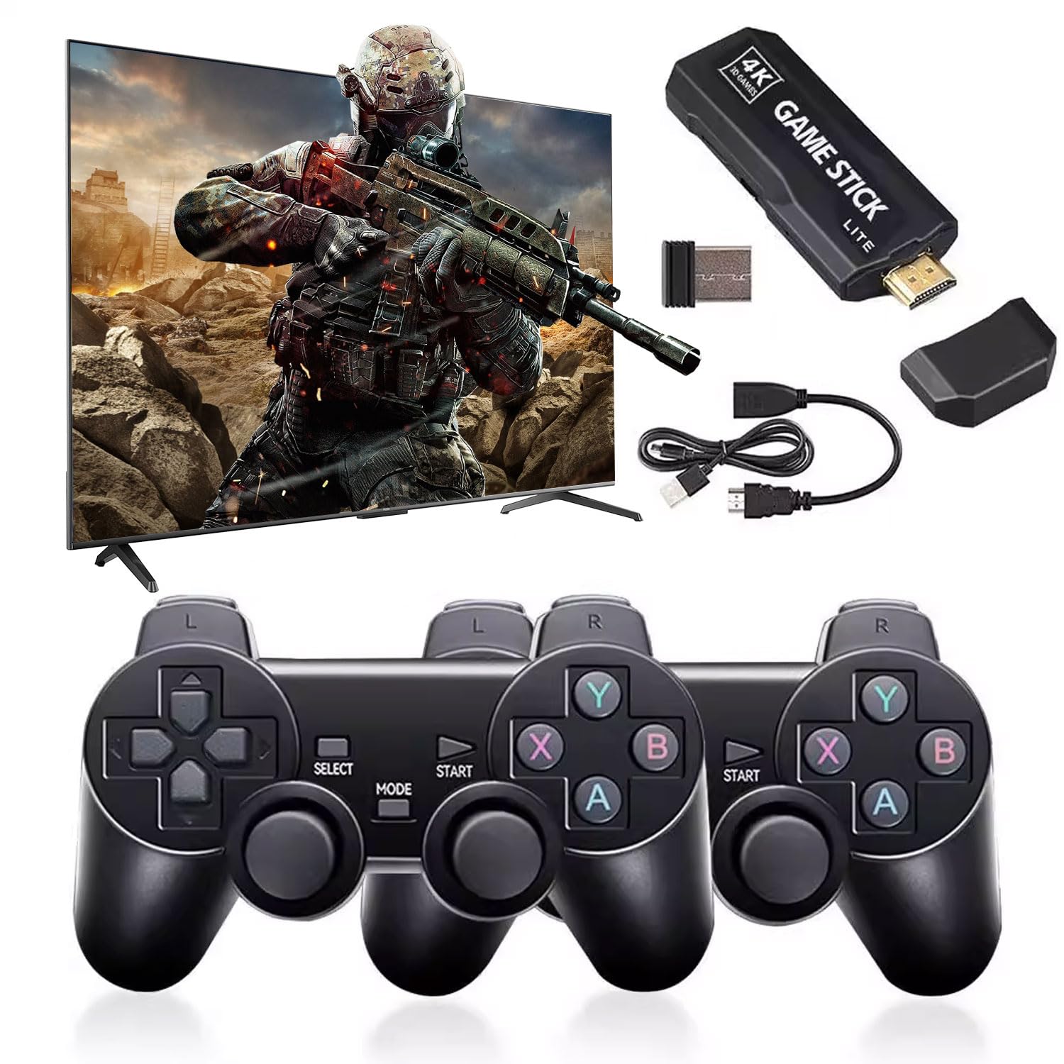 LAISHUNN Nostalgia 2025 Game Console with Over 40,000 Games, 4K Retro Game Sticks with Dual 2.4G Wireless Controller, Retro Console Emulators, Gift for Children