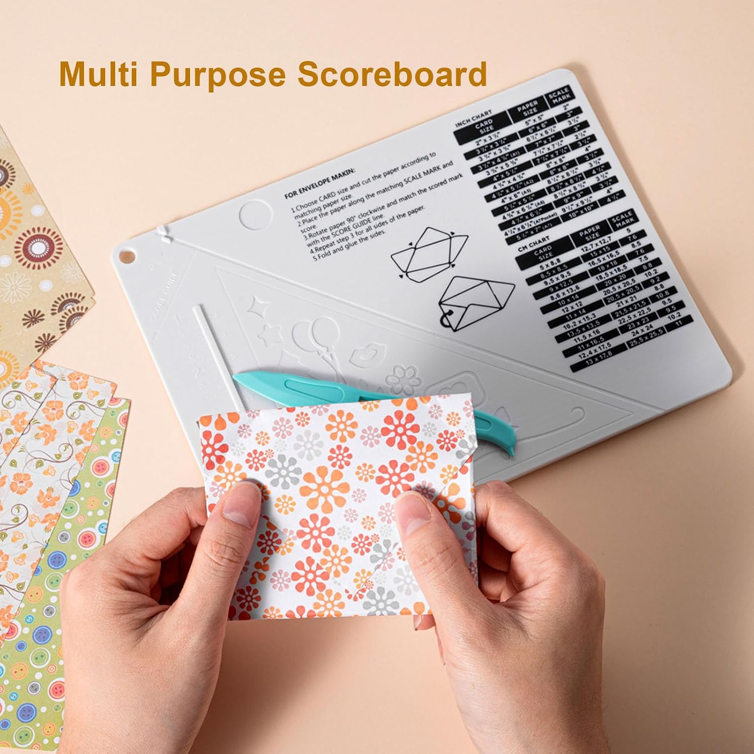 Creasing Plates, Mini Scoring Board, Scoreboard Precision Photos Measurement Unit Centimeters inches for Paper Crafting, Make Envelopes, Cards